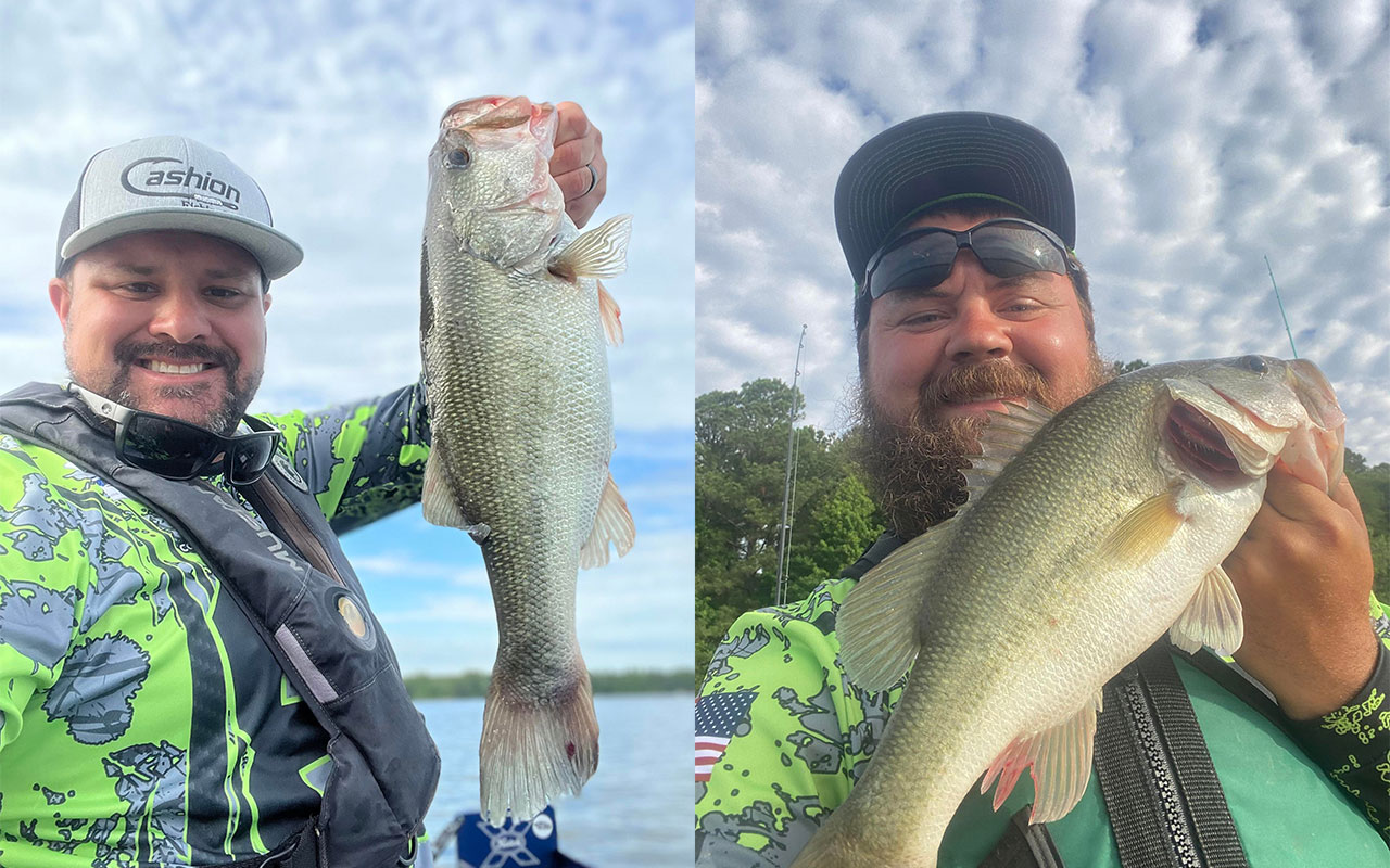 anglers holding bass